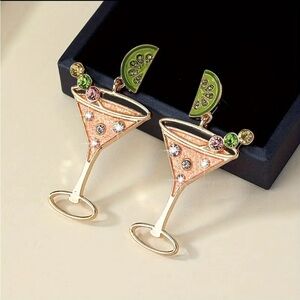 18k gold plated Cocktail Glass Dangle Earrings